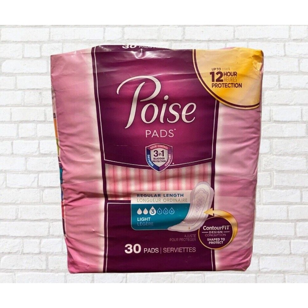 Poise Light Absorbency Pads, 30 Count. New. Discontinued.